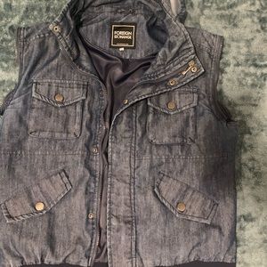 Denim Cutoff sleeve hoodie